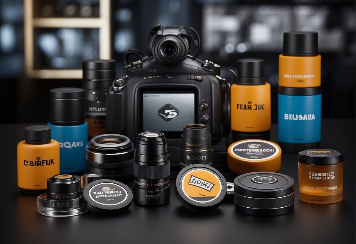 A logo on a product is surrounded by images and text that tell the story of the brand's history and values