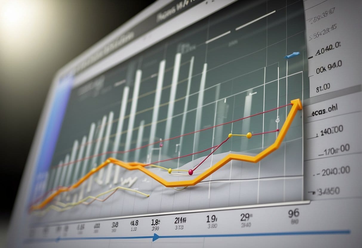 A graph showing an increase in return on ad spend over time, with a clear upward trend and labeled axes