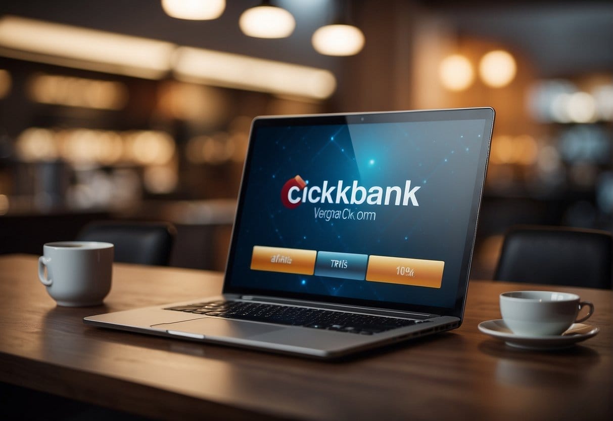 A computer screen displaying the clickbank.com website with the "Affiliate" option highlighted and a cursor hovering over it